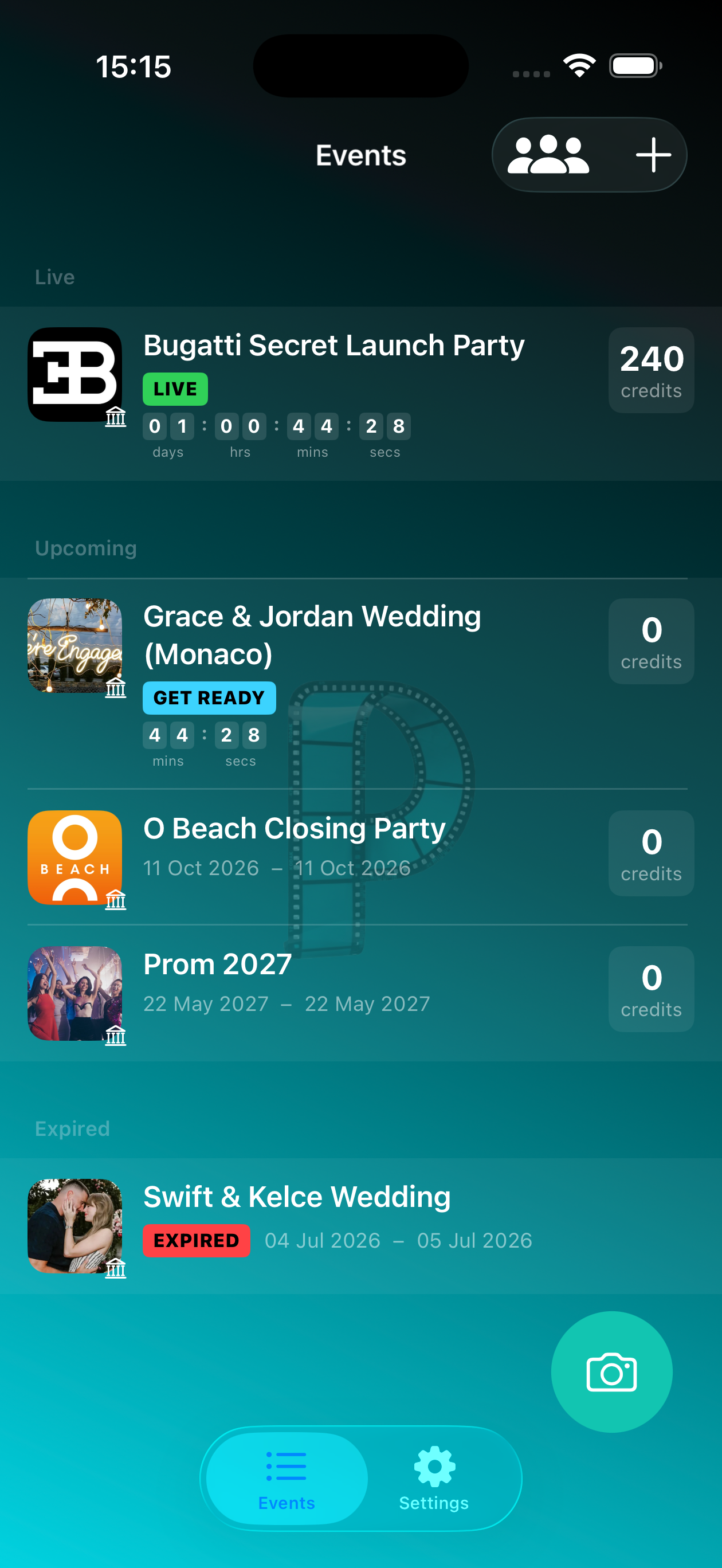 Phrowto app — Events dashboard